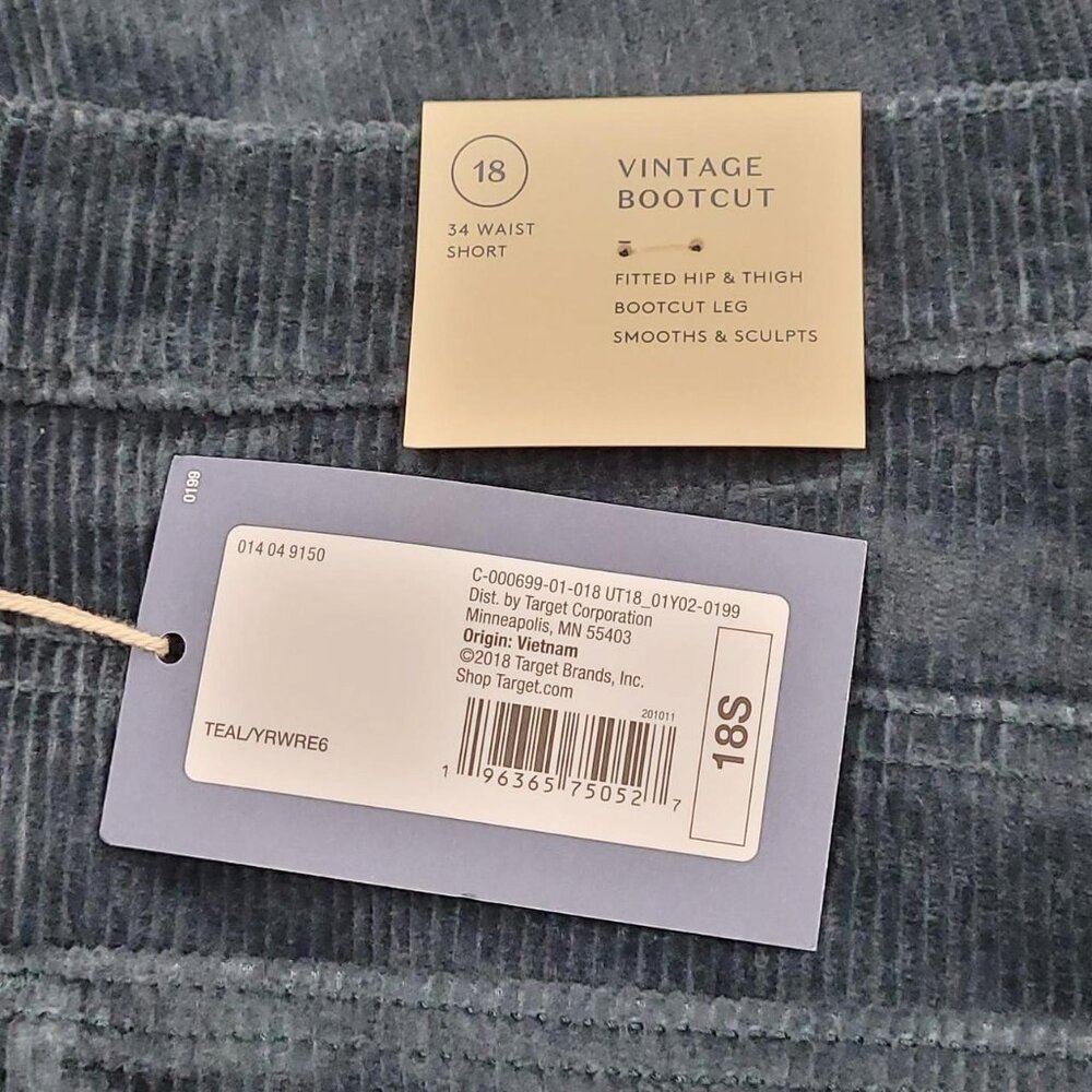 NWT Universal Thread Teal Corduroy Bootcut Pants size 18S - Picture 4 of 5